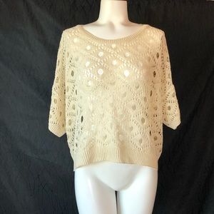 Crochet beige sweater blouse large by me sense